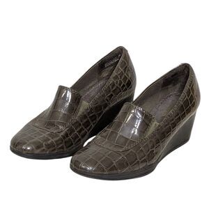 Clarks Bendables Size 7.5 (UK 5 / EU 38) Women’s Gray Slip-On Wedge Shoes Croc